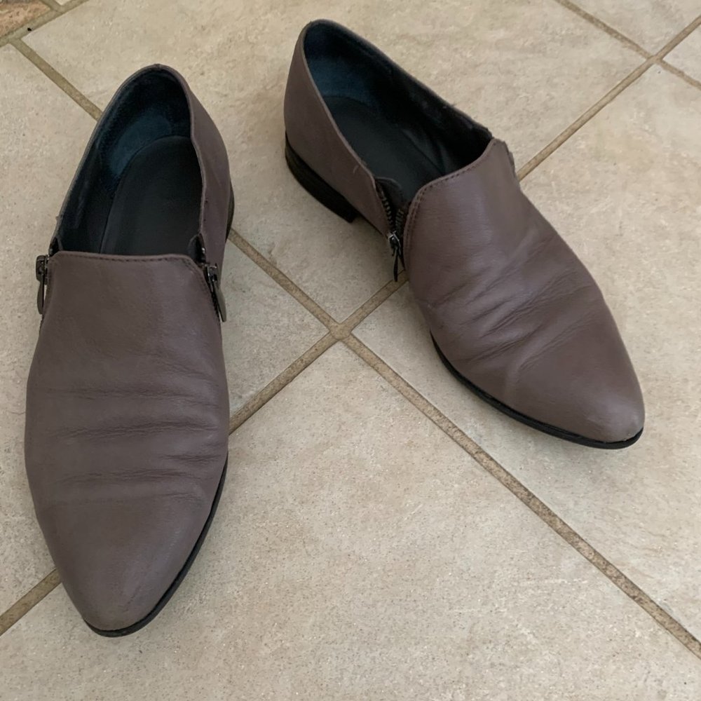 Franco Sarto gray leather women loafers shoes 9